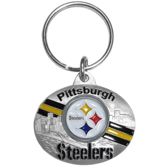 NWT Pittsburgh Steelers NFL Oval Carved Metal Key Chain New with Tags - Picture 6 of 7